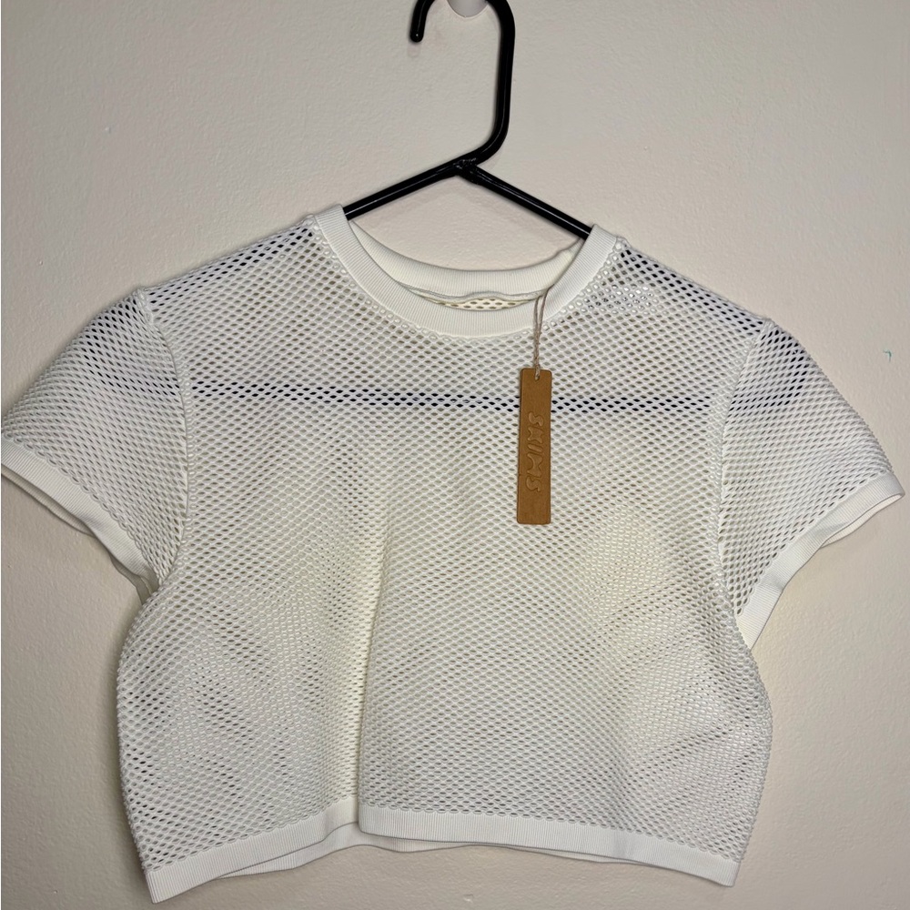 SKIMS White Mesh Cropped Tee NWT
